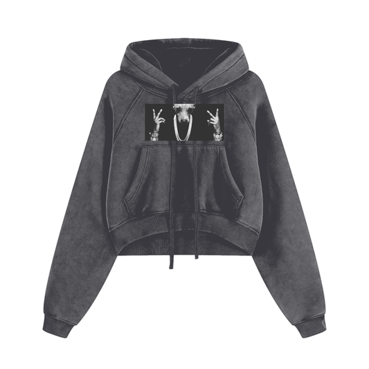 Two Collars Cropped Hoodie