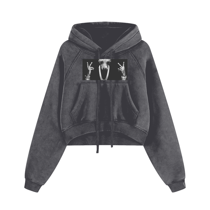 Two Collars Cropped Hoodie